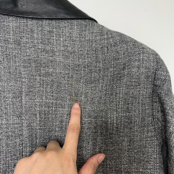 Jenni Kayne Dark Gray Blazer Lamb Leather Button Closure Womens Medium - Picture 8 of 13